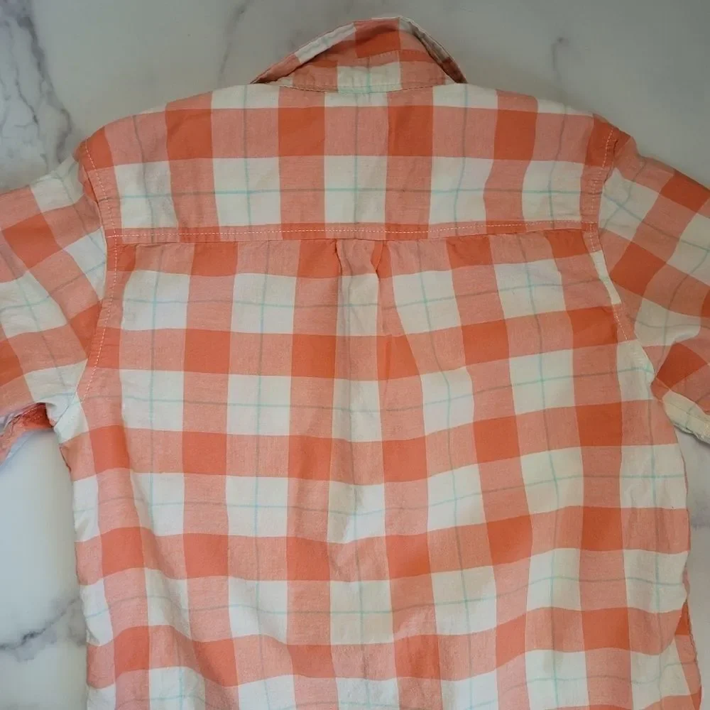 Big kid boys youth plaid xl 16 sherbert short sleeve collared dress shirt spring